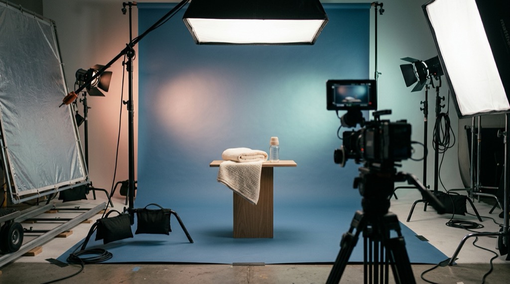 An emerging baby brand captured in a bright product-film studio